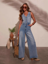 Casual V-neck sleeveless denim jumpsuit